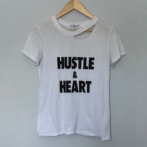Sub_Urban Riot "Hustle & Heart" distressed white tee, XS